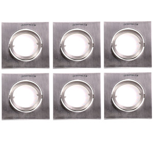 6er Set LED Einbauleuchten, eckig, Aluminium, dimmbar