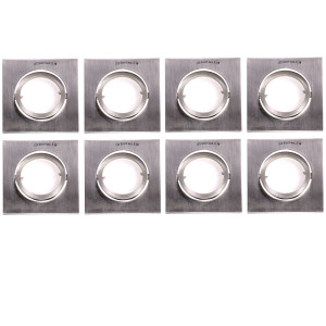 8er Set LED Einbauleuchten, eckig, Aluminium, dimmbar