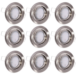 9x LED Einbauspots, Alu, rund, 8,4 cm, COIN SLIM