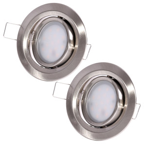 2er Set LED Einbaulampen, verstellbar, silber, rund, Coin Slim