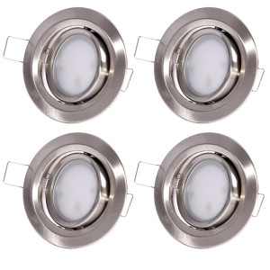 4er Set LED Einbaulampen, beweglich, silber, rund, Coin Slim