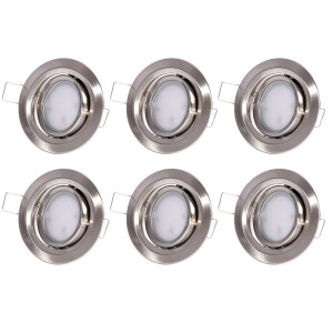 6er Set LED Einbauleuchten, beweglich, silber, Coin Slim