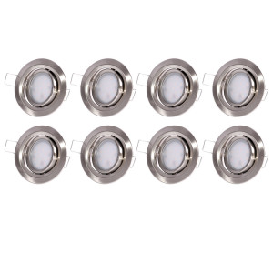8er Set LED Einbaustrahler, beweglich, silber, Coin Slim