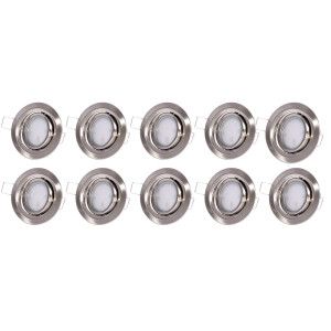 10er Set LED Einbaustrahler, verstellbar, silber, Coin Slim