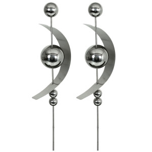 2er Set Gartenstecker, Edelstahl, 4 Kugeln, H 100 cm