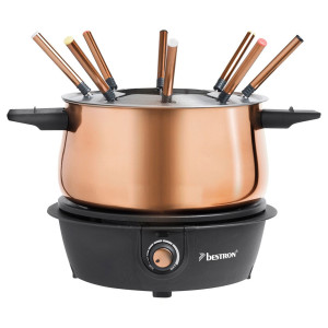 Fondue Set,  8 Gabeln, Topf abnehmbar, Kupfer Design