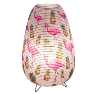 RGB LED Tischleuchte, Papier, Flamingo Ananas, DIMMER, FLAMANT
