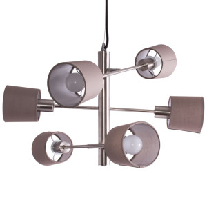 RGB LED Pendelleuchte, Textil taupe, schwenkbar, L 57 cm