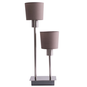 LED Tischleuchte, Textil, taupe, H 43 cm
