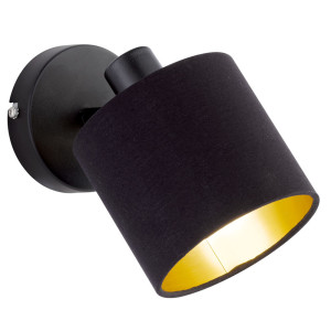 Wandleuchte, schwarz-gold, Spot verstellbar, H 19 cm, TOMMY