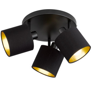 Deckenleuchte, schwarz gold, Spots verstellbar, 25 cm, TOMMY