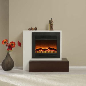 Elektro Standkamin - Design, Brillantweiß, Flamm- Gluteffekt