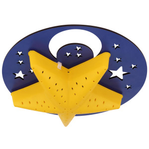 Deckenlampe, Mond Sterne Design, blau, gelb, 32 cm, DUNNA