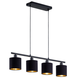 RGB LED Hängeleuchte, Textil, schwarz-gold, Länge 75 cm, TOMMY