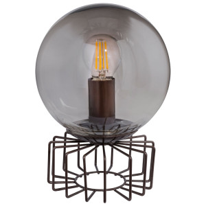 RGB LED Tischleuchte, bronze, Glaskugel rauch, 15 cm, BALU