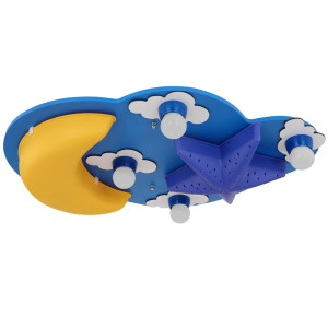 LED Deckenlampe, Mond, Stern, Wolken, L 63 cm,  DUNNA