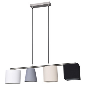 RGB LED Hängelampe, Chrom, Textil, 4 verschiedene Schirme, CONNY