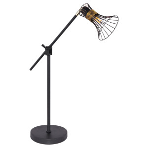 Tischleuchte, höhenverstellbar, schwarz-gold, H 52 cm, PURRA
