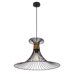 Hängeleuchte, Metall, Stäbe, schwarz, goldfarben, 55 cm