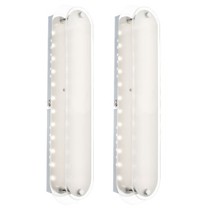 2er Set LED Wandleuchten, Chrom, Glas Opal, L 33 cm, OBITOR