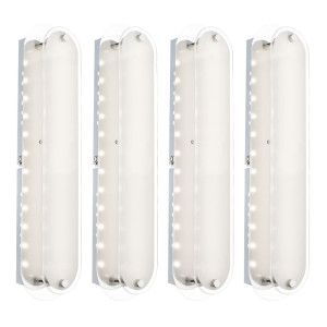 4er LED Set Wandleuchte, Chrom, Glas Opal, L 33 cm, OBITOR