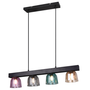 Hängeleuchte, Balken schwarz, Glas bunt, L 75 cm, KARINA