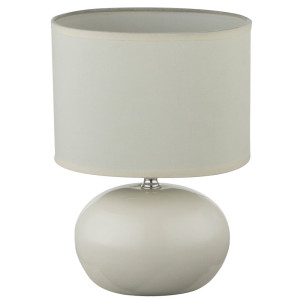 RGB LED Tischlampe, Keramik, Textil, beige, H 25 cm, BOLT