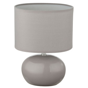 LED Tischleuchte, Textil, Keramik, grau, Höhe 25 cm, BOLT