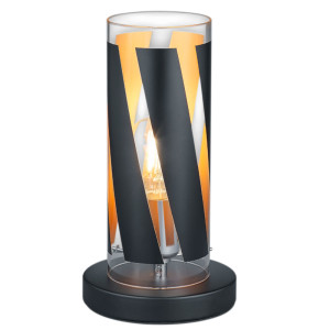 RGB LED Tischleuchte, schwarz, Glas gestreift, H 27,5 cm, FARINA