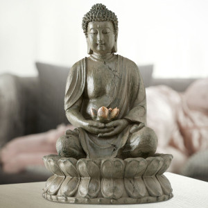 LED Tischbrunnen, Buddha, Kunstharz, Höhe 50 cm