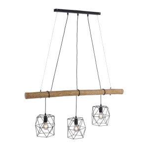 LED Hängeleuchte, Holz, Gitter-Optik, H 120 cm, Edgar