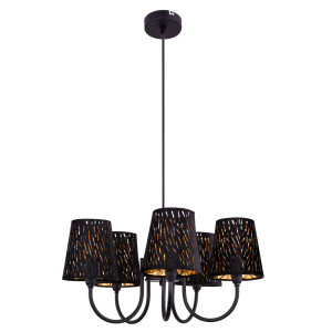 Kronleuchter, Lüster, schwarz-gold, 5-flammig, 50 cm TUXON