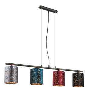 LED Hängeleuchte, Samt, mehrfarbig, H 120 cm, TICON