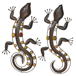 2er Set Wanddekoration, Salamander, Gekko, NIZZA