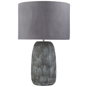 Tischleuchte, Textil, Keramik, grau, H 53,5 cm