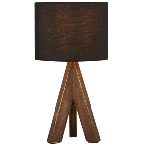 Tischleuchte, Textil, Holz, schwarz, H 33,5 cm