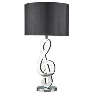 Tischlampe, schwarz, Textil Schirm, Notenschlüssel, CLEF