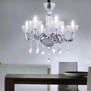 Hängeleuchte, Chrom K5 Kristalle, D x H 61 x 135 cm