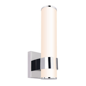LED Wandleuchte, Chrom, Glas, Opal, weiß, IP44