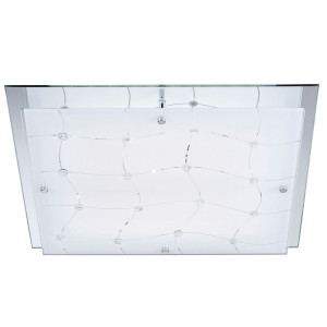 LED Deckenleuchte, Kristall, Glas satiniert, Chrom, L 41,5 cm