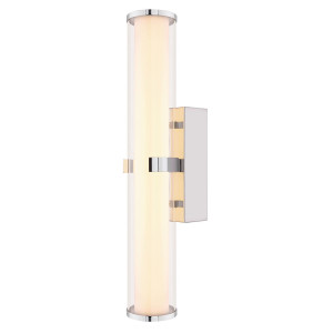 LED Wandleuchte, Chrom, Glas, klar, Opal, IP44