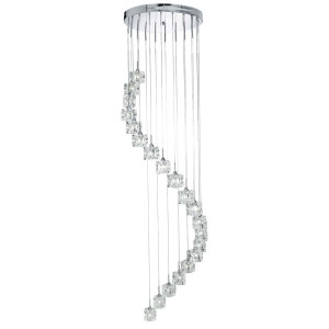 Ice Cube Led, 20Flammiger Multi-Drop (Höhe 180Cm), Klarglas, Chrom