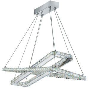 Clover, Led Deckenleuchte (2 Rechtecke), Chrom, Klares Kristallglas