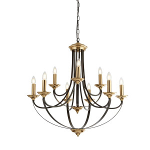 Belfry 9Flammiger Pendelleuchte, Dunkle Bronze & Braun