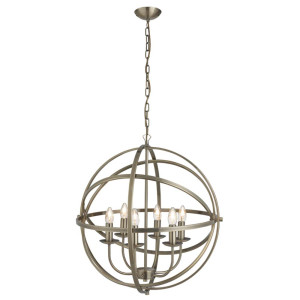 Orbit 6Flammiger Käfigrahmen Kugel Pendelleuchte, Antik Messing