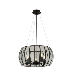 Pendant 5Flammig Gebogenes Glas Schwarz/Klar gemalt dimmbar