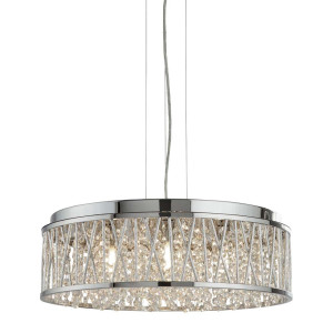 Hängeleuchte, Kristalle, Glas, ALU, chrom, H 135 cm, ELISE
