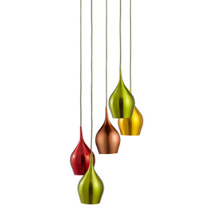 Vibrant 5Flammige Farbige Multi-Drop Schirme (Rot, Grün, Gold, Kupfer)