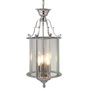 Lantern 3Flammig 25Cm Chrom, Abgeschrägtes Glas chrom klar