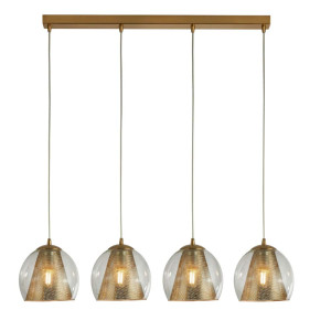 Conio 4Flammiger Pendelleuchte, Satin Messing Und Klarglas